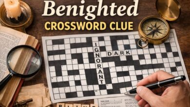 benighted crossword clue