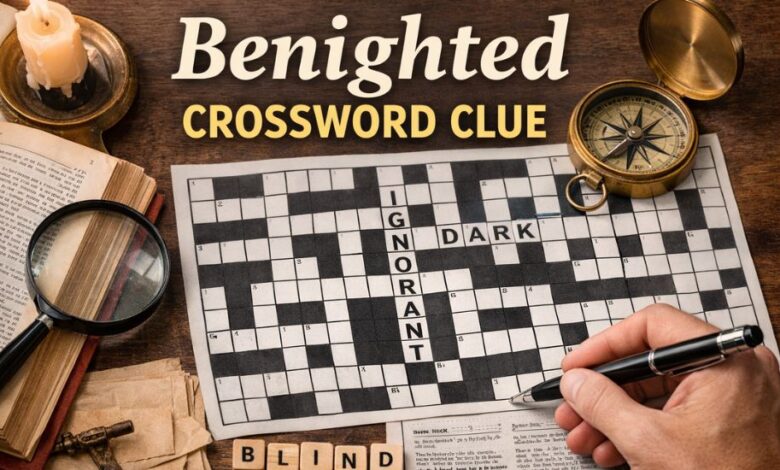 benighted crossword clue
